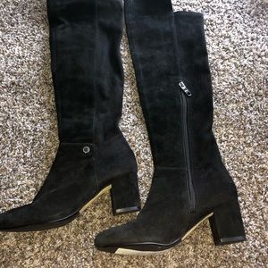 NWT Karl Lagerfield Paris  Knee Black Suede Boots